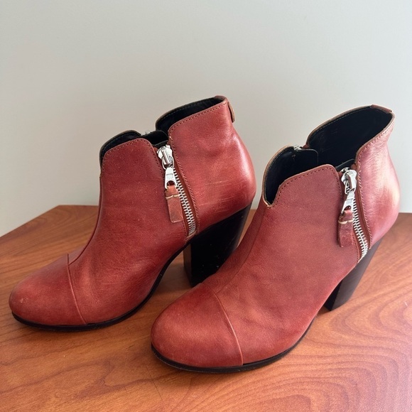 Rag & Bone Red Ankle Boots Booties Leather Size 36.5 - Picture 2 of 7